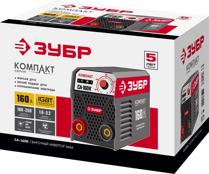 ЗУБР 160 А, MMA, сварочный аппарат, инверторный СА-160К