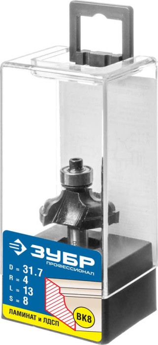ЗУБР 31.7 x 13 мм, радиус 4 мм, фреза кромочная калевочная №3 28786-31.7 Профессионал
