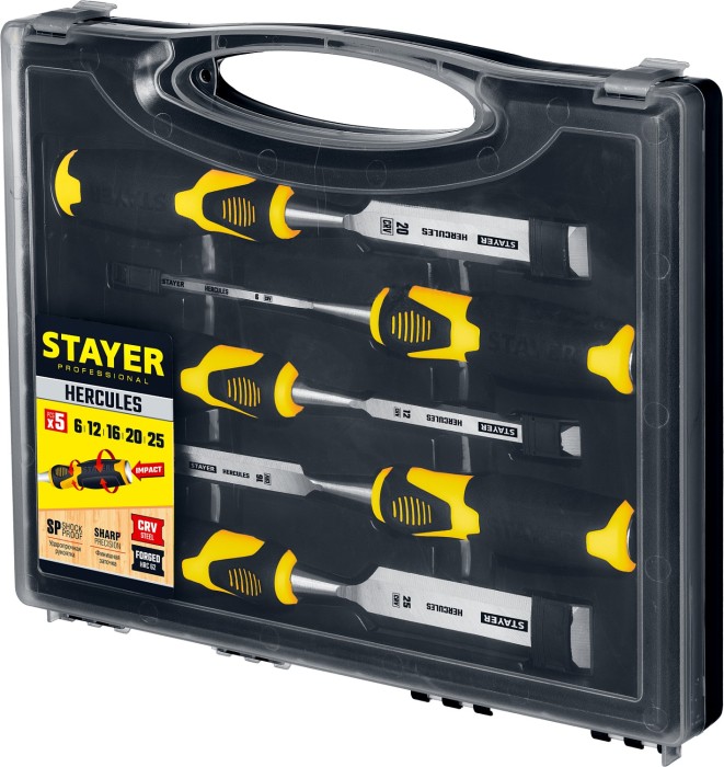 STAYER 5 шт, 6/12/16/20/25 мм, набор стамесок 18205-H5_z01 Professional
