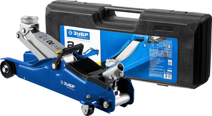ЗУБР 2т, 85-330 мм, домкрат гидравлический подкатной в кейсе T35 43056-2-K Профессионал