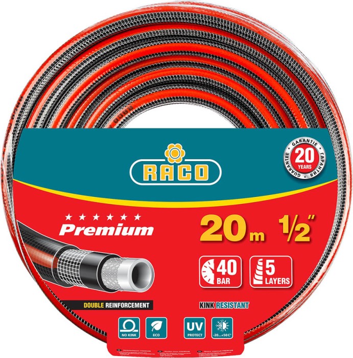Raco Ø 1/2&quot; x 20 м, 40 атм., 5-ти слойный, армированный, шланг поливочный PREMIUM 40300-1/2-20_z01