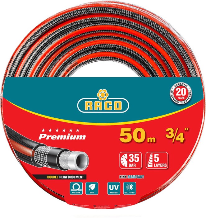 Raco Ø 3/4&quot; x 50 м, 35 атм., 5-ти слойный, армированный, шланг поливочный PREMIUM 40300-3/4-50_z01