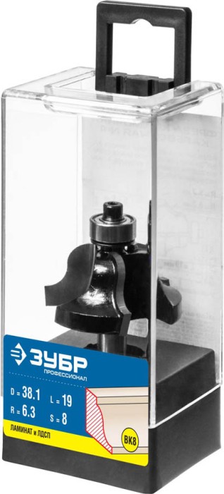 ЗУБР 38.1 x 19 мм, радиус 6.3 мм, фреза кромочная калевочная №4 28787-38.1 Профессионал