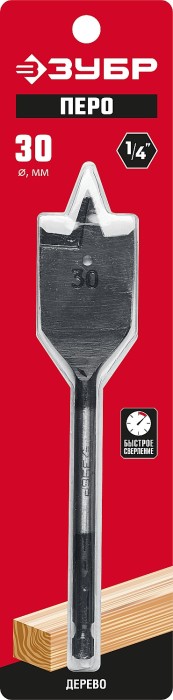 ЗУБР 30x152мм, сверло перовое по дереву, с боковыми подрезателями 29505-30_z01