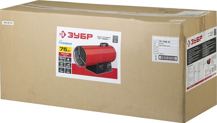 ЗУБР 75 кВт, 2300 м.куб/час, 5,9 кг/ч, газовая тепловая пушка ТПГ-75000_М2, МАСТЕР