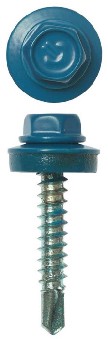 ЗУБР 29 х 4.8 мм, 2500 шт., RAL 5009 небесно-голубой, СКД саморезы кровельные для деревянной обрешетки 4-300310-48-029-5009 Профессионал