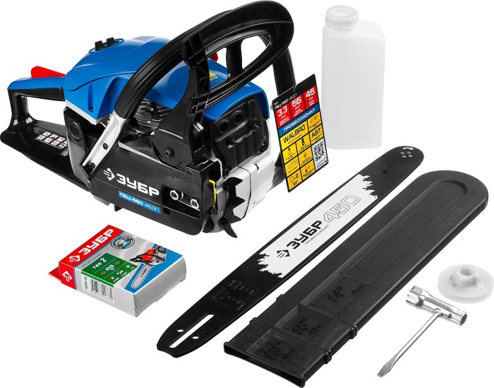 ЗУБР 2.4 кВт/3.3 л.с, 450 мм, пила цепная бензиновая ПБЦ-560 45ДП Профессионал