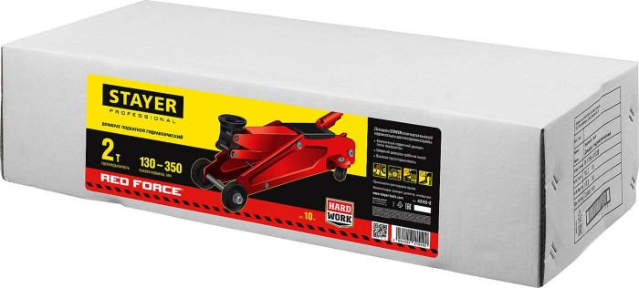 STAYER 2т, 130-350 мм, домкрат гидравлический подкатной RED FORCE 43153-2