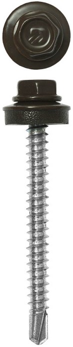 ЗУБР 35 х 4.8 мм, 1800 шт., RAL 8028 земельно-коричневый, СКД саморезы кровельные для деревянной обрешетки 4-300310-48-035-8028 Профессионал