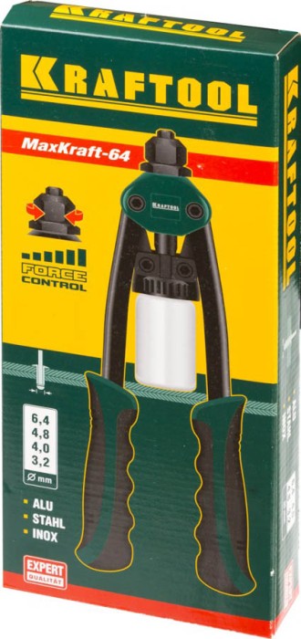 KRAFTOOL заклепки 3.2-6.4 мм, заклепочник двуручный силовой компактный 31160 Профессионал