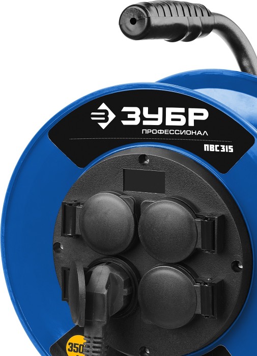 ЗУБР  ПВС-315 ПВС 3х1.5 50м 3500Вт IP44, Силовой удлинитель на катушке (55081-50)