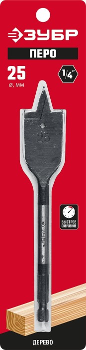 ЗУБР 25x152мм, сверло перовое по дереву, с боковыми подрезателями 29505-25_z01