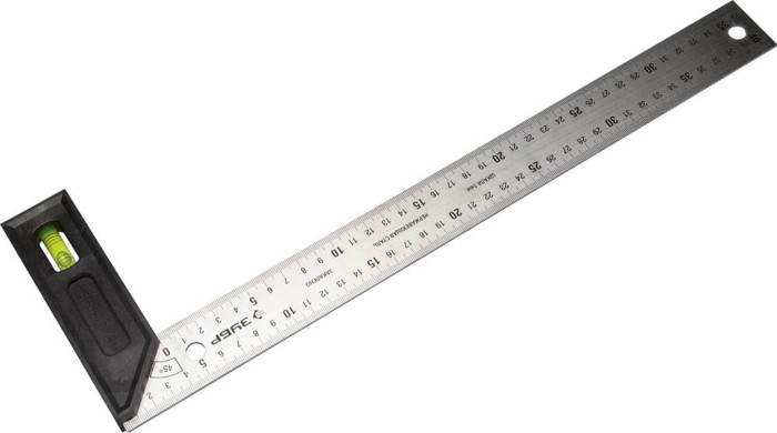 ЗУБР 400 х 37 х 2 мм, нержавеющее полотно, угольник разметочный усиленный 34397-40