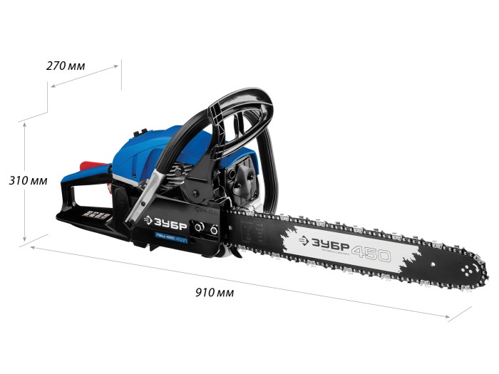 ЗУБР 2.2 кВт/3 л.с, 450 мм, пила цепная бензиновая ПБЦ-490 45ДП Профессионал
