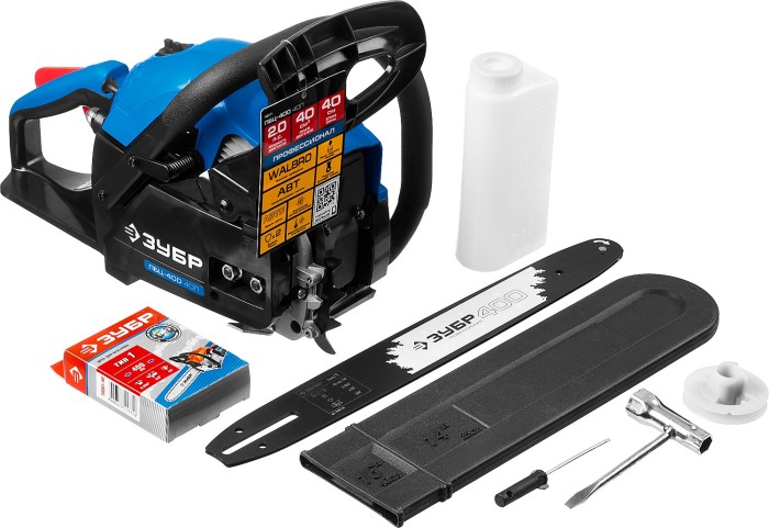 ЗУБР 1.5 кВт/2.0 л.с, 400 мм, пила цепная бензиновая ПБЦ-400 40П Профессионал