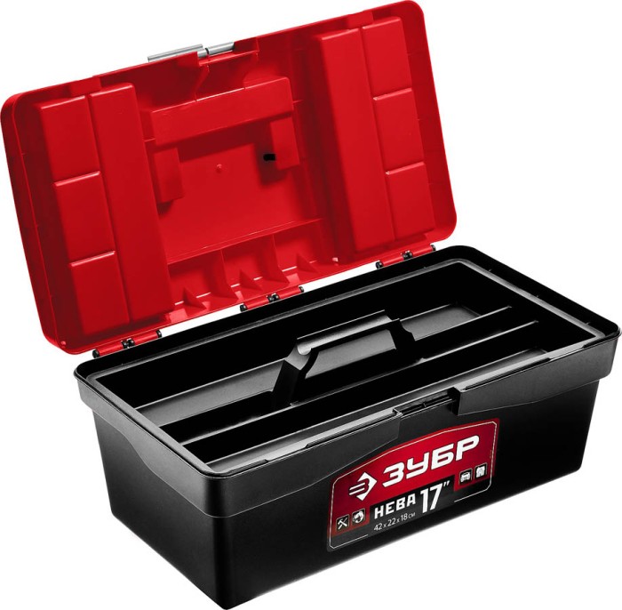 ЗУБР 420 х 220 х 180 мм (17"), пластиковый, ящик для инструмента НЕВА-17 38323-17