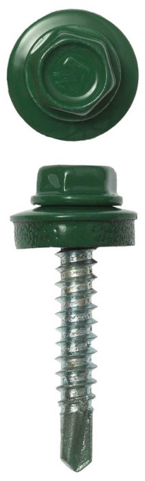 ЗУБР 29 х 4.8 мм, 2500 шт., RAL 6002 зеленый лист, СКД саморезы кровельные для деревянной обрешетки 4-300310-48-029-6002 Профессионал