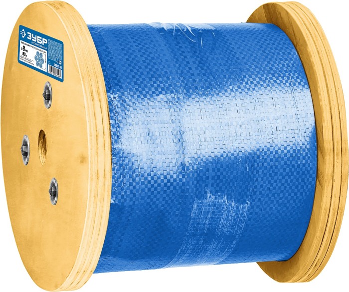 ЗУБР d=8 мм, L=80 м, DIN 3066, трос грузоподъемный стальной, оцинкованный 30417-08 Профессионал