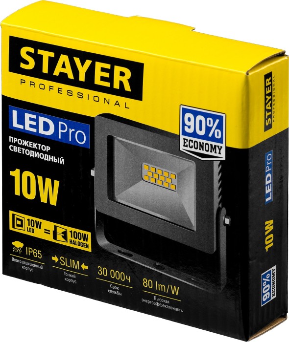 STAYER 10 Вт, LEDPro, прожектор светодиодный 57131-10