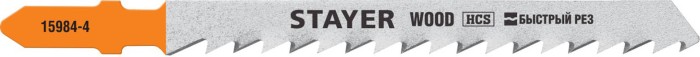 STAYER по дереву, фанере, EU-хвостовик, шаг 4 мм, 75 мм, 2 шт., полотна для эл/лобзика HCS 15984-4_z02 Professional