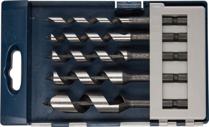 ЗУБР 5 шт., Ø 6-8-10-12-16 мм, спираль левиса, набор сверл по дереву 29483-H5 Эксперт