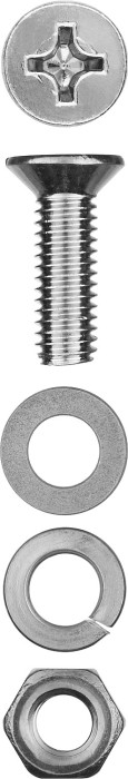 ЗУБР M4 x 20 мм, 25 шт., потайная головка, винт DIN 965 в комплекте с гайкой, шайбой, шайбой пружинной 303456-04-020