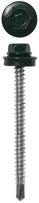 ЗУБР 38 х 4.8 мм, 1600 шт., RAL 6005 зеленый насыщенный, СКД саморезы кровельные для деревянной обрешетки 4-300310-48-038-6005 Профессионал