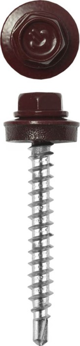 ЗУБР 29 х 4.8 мм, 400 шт., RAL 3005 темно-красный, СКД саморезы кровельные для деревянной обрешетки 4-300315-48-029-3005 Профессионал