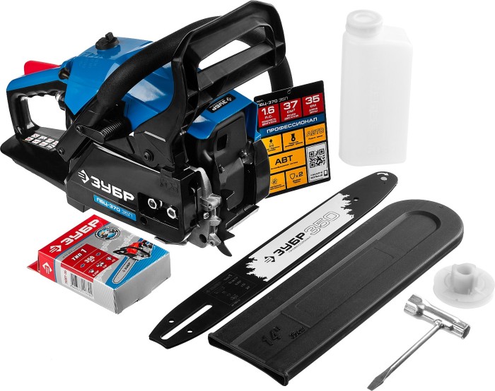 ЗУБР 1.2 кВт/1.6 л.с, 350 мм, пила цепная бензиновая ПБЦ-370 35П Профессионал