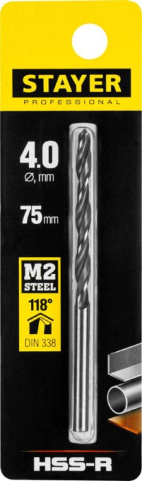 STAYER Ø 4 х 75 мм, сверло спиральное по металлу 29602-4 Professional