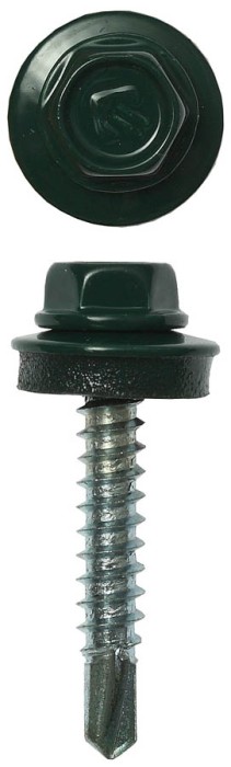 ЗУБР 29 х 4.8 мм, 400 шт., RAL 6005 зеленый насыщенный, СКД саморезы кровельные для деревянной обрешетки 4-300315-48-029-6005 Профессионал