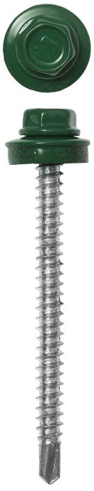 ЗУБР 38 х 4.8 мм, 1600 шт., RAL 6002 зеленый лист, СКД саморезы кровельные для деревянной обрешетки 4-300310-48-038-6002 Профессионал