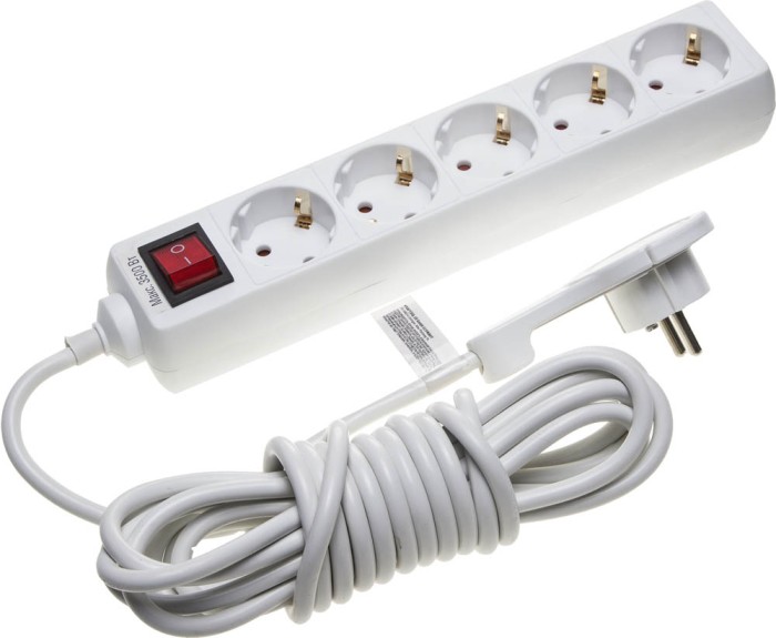 СВЕТОЗАР 3500 Вт, 5 м, 5 гнезд, заземление и выключатель, удлинитель электрический 55055-5-C