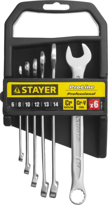 STAYER 6 шт, 6 - 14 мм, набор комбинированных гаечных ключей 27083-H6
