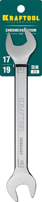 KRAFTOOL 17х19 мм, Cr-V сталь, хромированный, гаечный ключ рожковый 27033-17-19_z01
