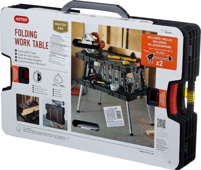 Keter 850 х 550 х 755 мм, максимальная нагрузка 450 кг, верстак столярный складной 38730