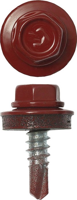 ЗУБР 19 x 5.5 мм, 500 шт., RAL 3003 рубиново-красный, СКМ саморезы кровельные для металлических конструкций 4-300315-55-019-3003 Профессионал