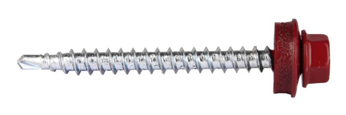 ЗУБР 50 х 4.8 мм, 250 шт., RAL 3005 темно-красный, СКД саморезы кровельные для деревянной обрешетки 4-300315-48-050-3005 Профессионал