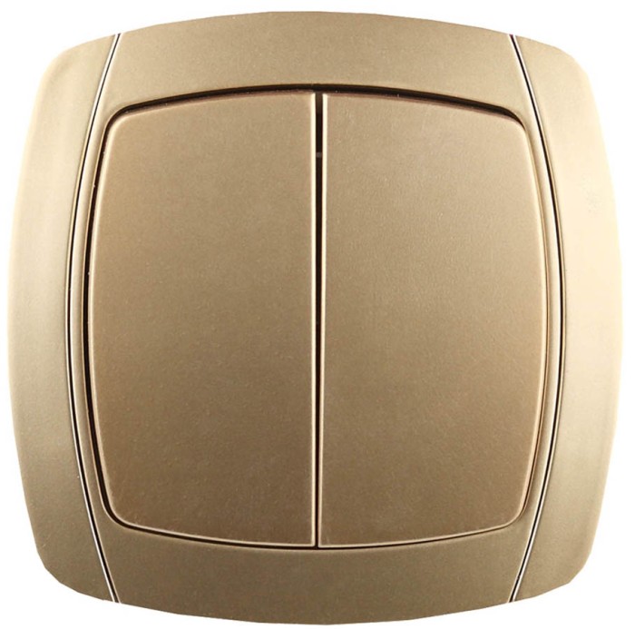 СВЕТОЗАР 10А/~250В, металлик, двухклавишный, выключатель &quot;АКЦЕНТ&quot; SV-54234-GM