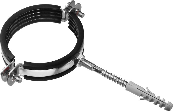 ЗУБР 1 шт., 2 1/2&quot;, оцинкованный, в комплекте с сантехнической шпилькой и дюбелем, хомут трубный с гайкой 37866-75-80_z01 Мастер