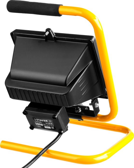STAYER 500 Вт, MAXLight, переносной с подставкой, черный, прожектор галогенный 57116-B