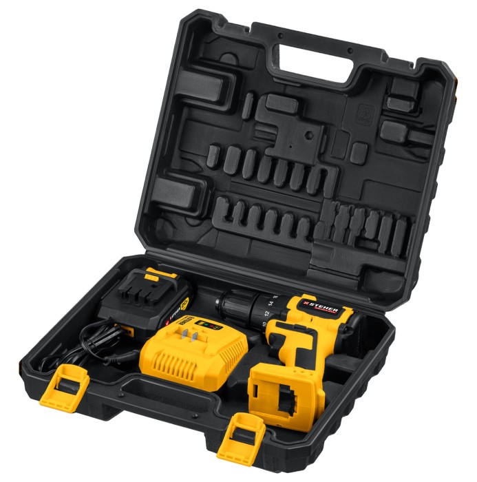 STEHER 20 В бесщёточная дрель-шуруповерт, 1 АКБ (2Ач), в кейсе, CDB-200-1