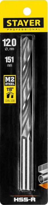 STAYER Ø 12 х 151 мм, сверло спиральное по металлу 29602-12 Professional