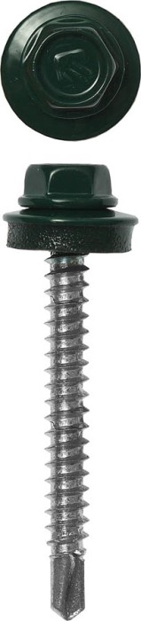 ЗУБР 80 х 4.8 мм, 140 шт., RAL 6005 зеленый насыщенный, СКД саморезы кровельные для деревянной обрешетки 4-300315-48-080-6005 Профессионал