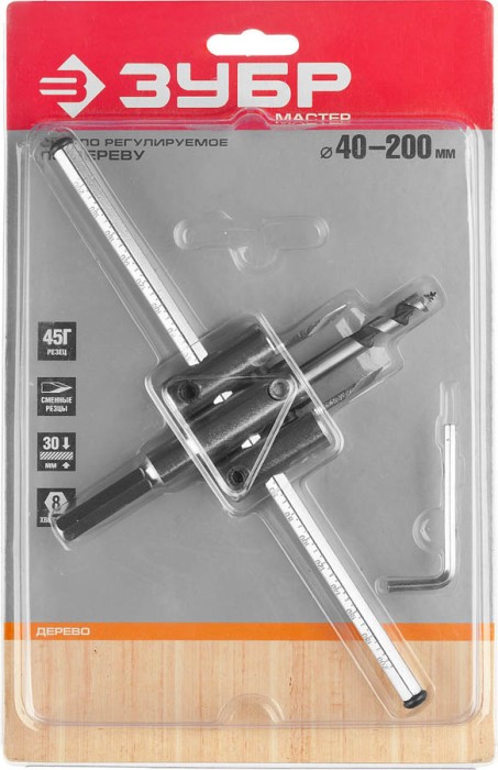 ЗУБР  30-200 мм, глубина реза 30 мм, сверло по дереву регулируемое 29440-200