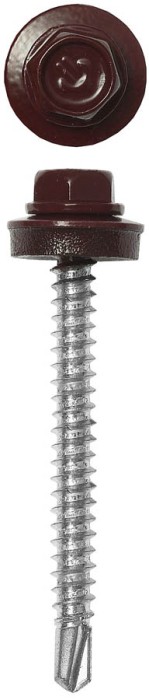 ЗУБР 60 х 4.8 мм, 1000 шт., RAL 3005 темно-красный, СКД саморезы кровельные для деревянной обрешетки 4-300310-48-060-3005 Профессионал