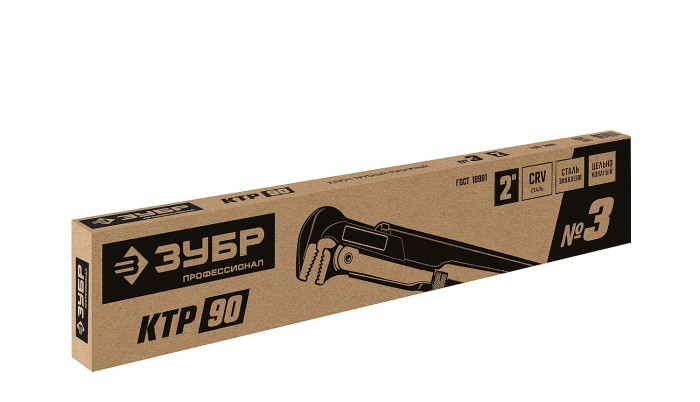 ЗУБР №3, прямые губки, ключ трубный КТР-90 27335-3_z02 Профессионал