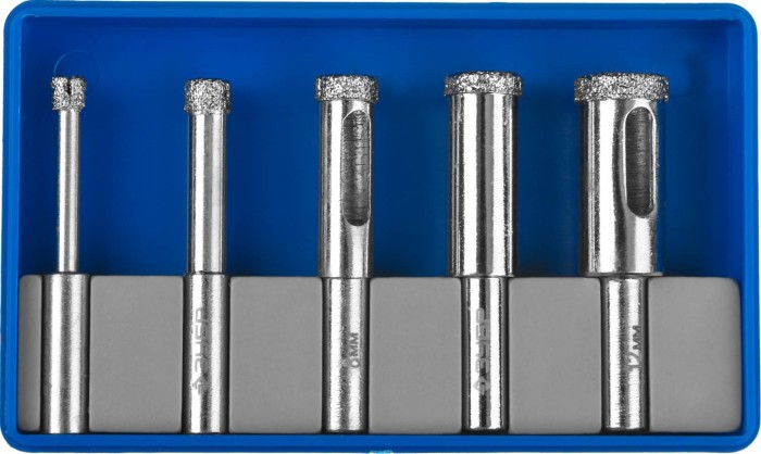 ЗУБР Ø4, 6, 8, 10, 12 мм, 5 предметов, набор сверл алмазных трубчатых по кафелю и стеклу 29850-H5