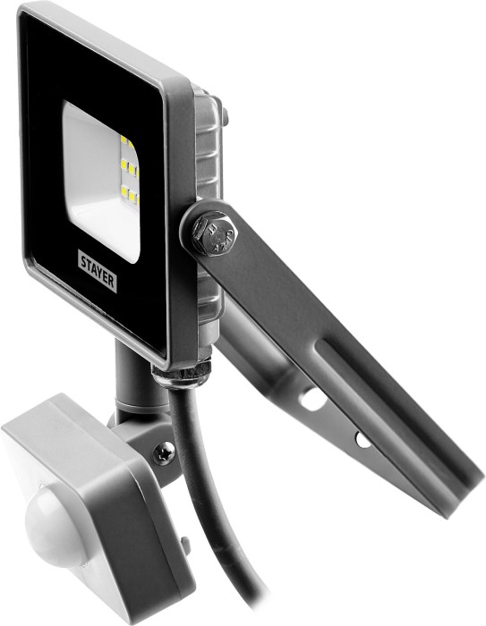 STAYER 10 Вт, LEDPro, датчик движения, прожектор светодиодный 57133-10