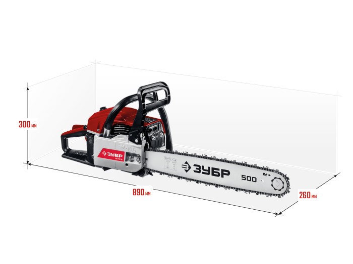 ЗУБР 3.5 кВт/4.8 л.с, 500 мм, пила цепная бензиновая ПБЦ-М62-50 Мастер